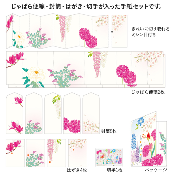 ハガキ ポストカード 紙シリーズ ストア限定 手紙セット 季事 ピンク 切手付き ミドリオンラインストア