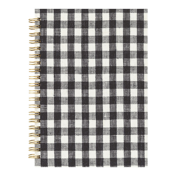 限定】リングノート＜B6＞ リネン チェック 黒(91804182)｜ミドリ