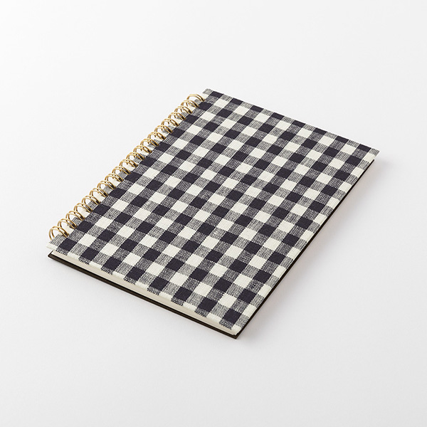 限定】リングノート＜B6＞ リネン チェック 黒(91804182)｜ミドリ