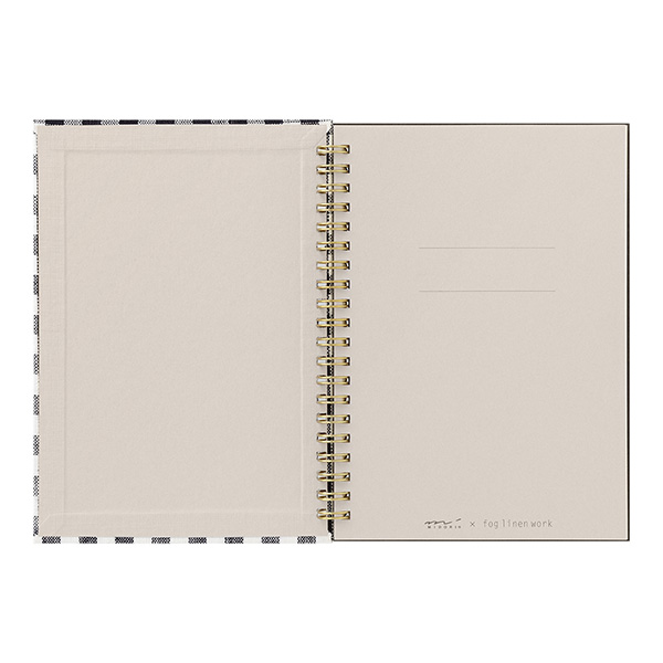 限定】リングノート＜B6＞ リネン チェック 黒(91804182)｜ミドリ