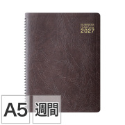 【ビジネスダイアリー】 A5 マンスリーホリゾンタル＆ウィークリーレフト リング 茶 手帳 2027年版 22512006 ★＋1点で今なら送料無料★
