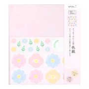 カラー色紙 寄せ書きシール16枚付 花柄(33244006)