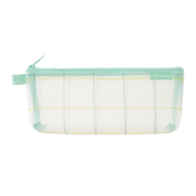 【限定】メッシュペンケース マチ付 チェック柄 緑(41848006)