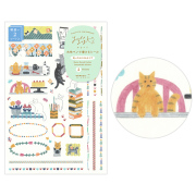 ゆるログ 水性ペンで書けるシール 2枚入 ネコ柄(82673006)