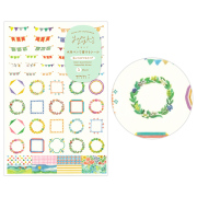 ゆるログ 水性ペンで書けるシール 1枚入 飾り柄(82680006)