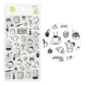 シール 2枚入 モノトーン カフェ柄(82641006)