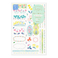 ゆるログ 水性ペンで書けるシール 2枚入 花柄(82729006)