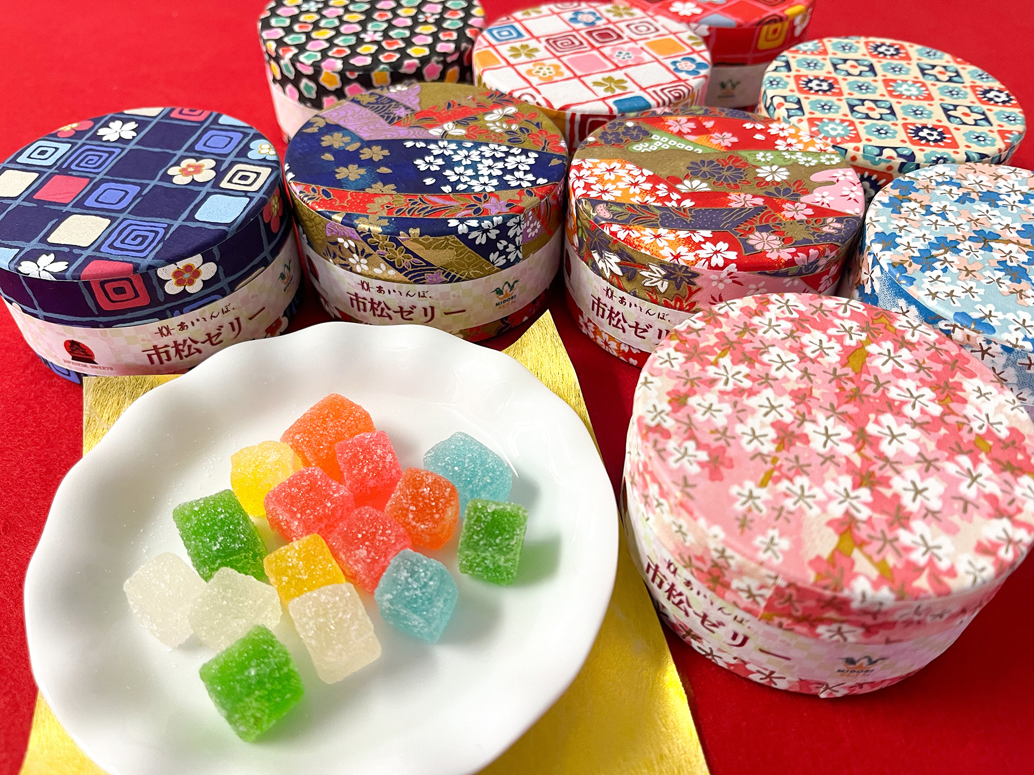 市松ゼリー和柄缶