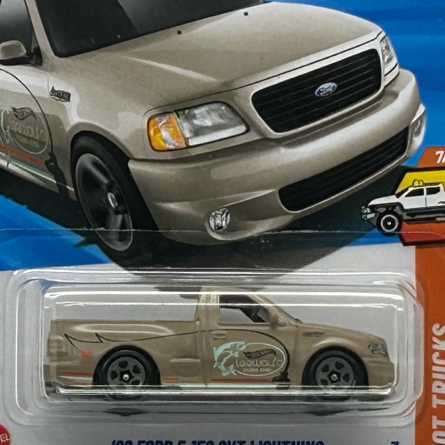 2025 HW Hot Trucks / 99 Ford F-150 SVT Lightning USA Card / '99 フォード F-150 SVT ライトニング USAカード