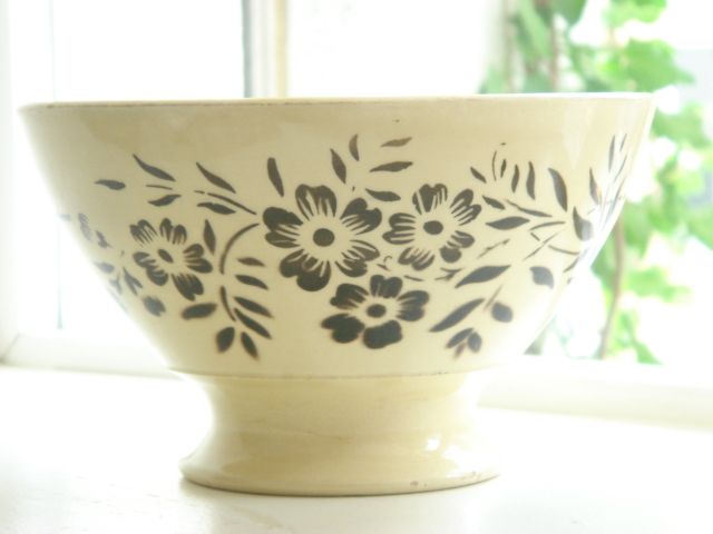 アンティークカフェオレボウル 花