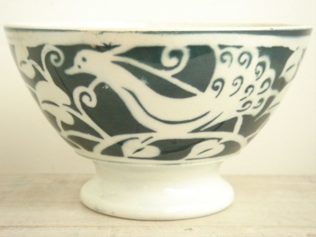 アンティークカフェオレボウル 鳥 BADONVILLER