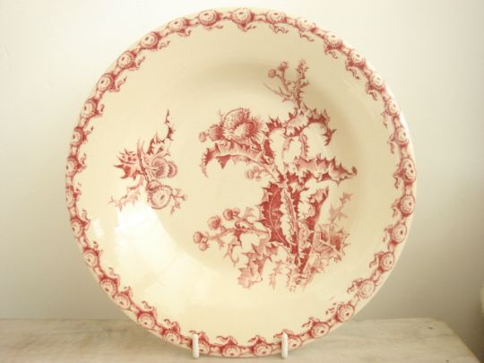 アンティークスープ皿 GIEN CHARDONS アザミ