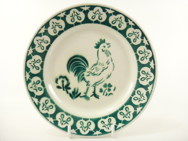 ニワトリのアンティークケーキ皿 Badonviller製