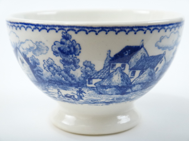 アンティーク カフェオレボウル 農園 ブルー FERMES BFK製