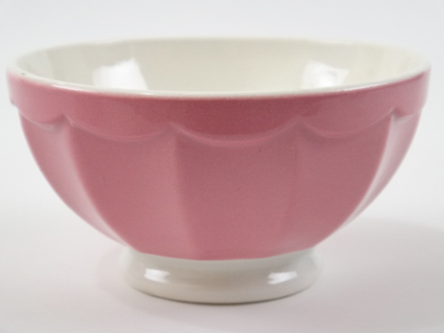 アンティーク カフェオレボウル ピンク スカラップ Digoin製