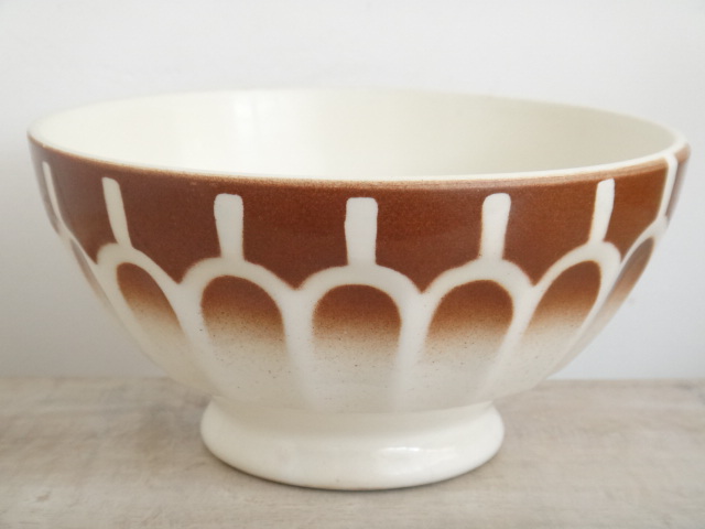 フランス アンティーク カフェオレボウル ブラウン Moulin des Loups 製
