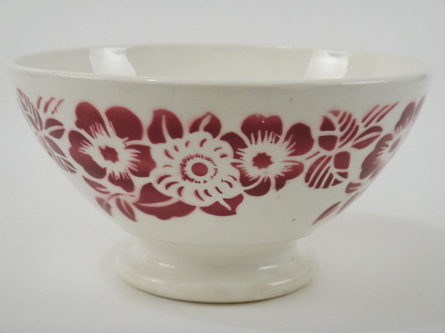 フランス アンティーク カフェオレボウル 花のステンシル Digoin & Sarreguemines 製