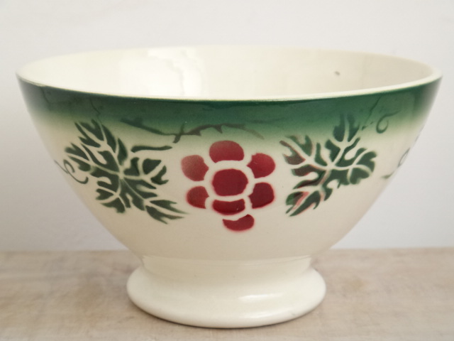 フランス アンティーク カフェオレボウル ブドウ Sarreguemines製