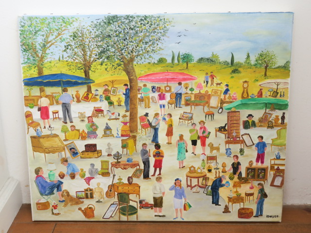 油絵 油彩画 大きな蚤の市 IONESCO