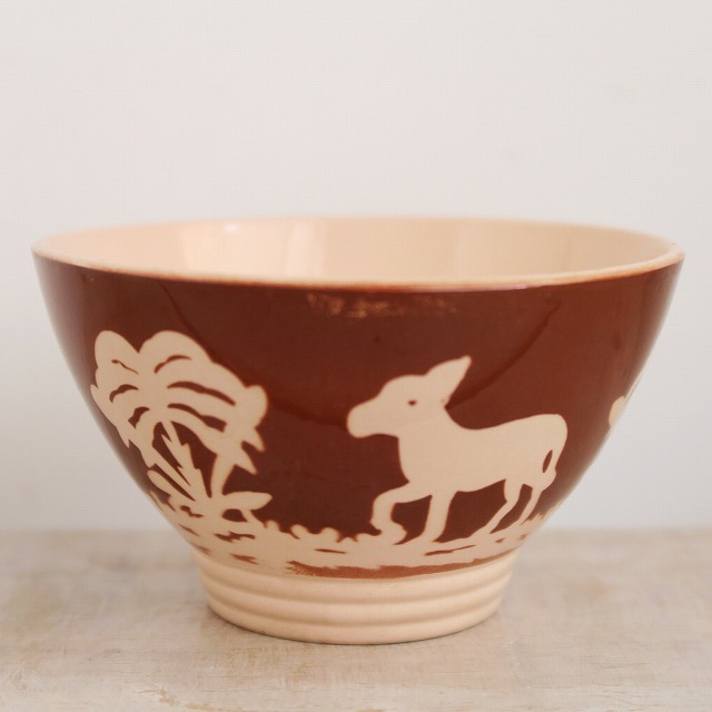 アンティーク 小さなカフェオレボウル ロバ Digoin & Sarreguemines製