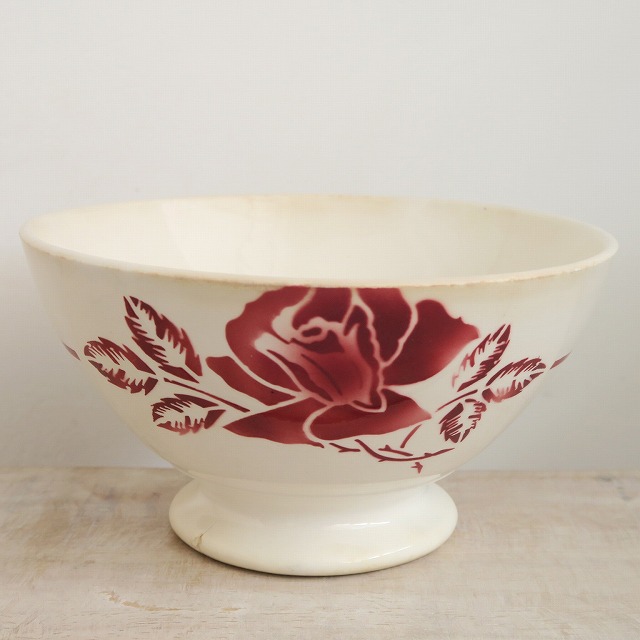 アンティークカフェオレボウル バラ Digoin & Sarreguemines