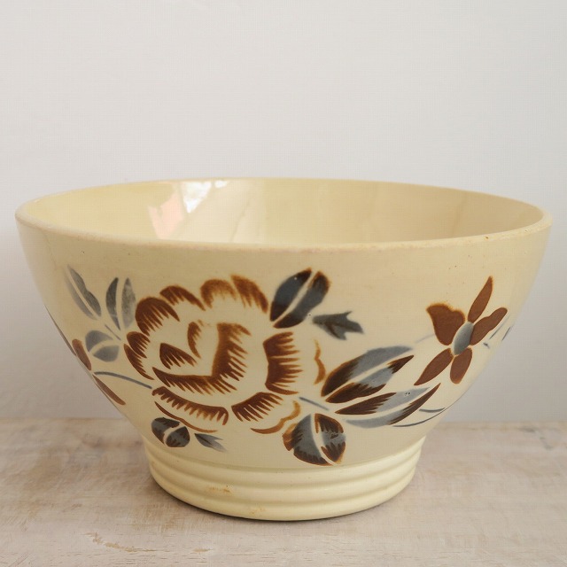 アンティークカフェオレボウル 花 Digoin & Sarreguemines