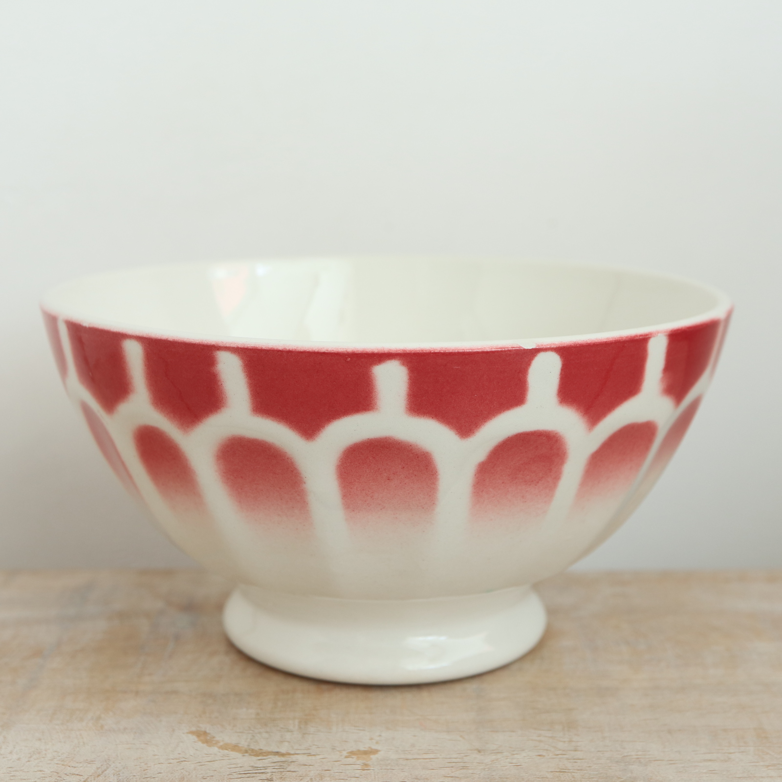 アンティーク カフェオレボウル ワインレッド ウロコ Moulin des Loups製