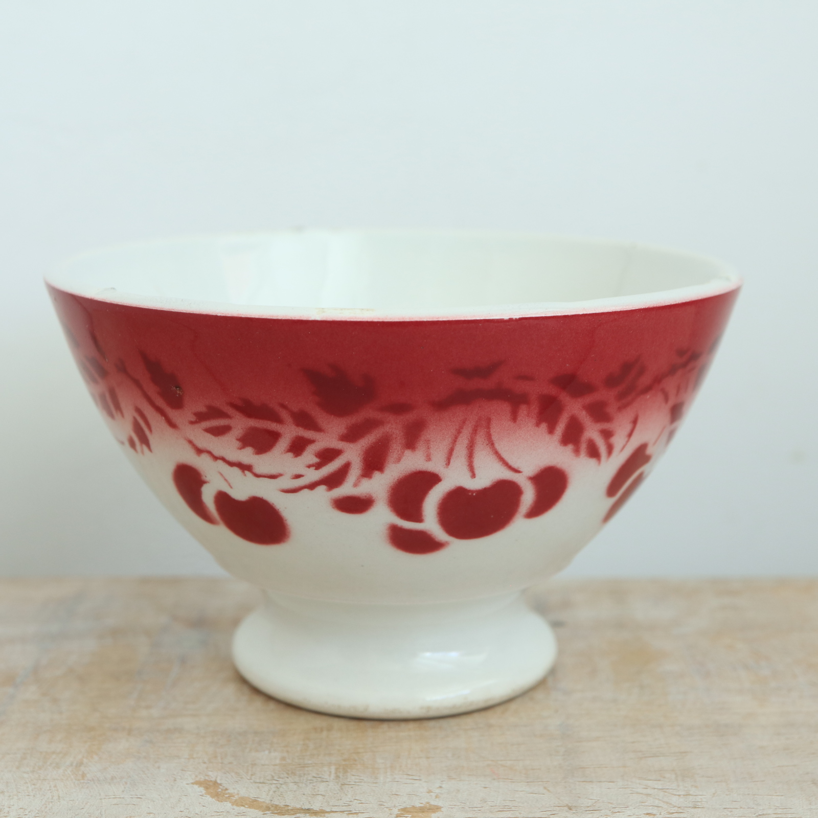 アンティーク カフェオレボウル チェリー フランス リュネヴィル製 K&G Luneville