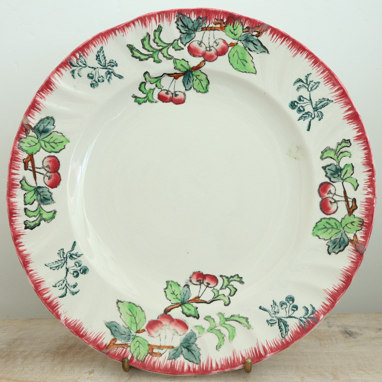 アンティーク プレート さくらんぼ ハンドペイント 皿 フランス ロンウィー製 モンモランシー MONTMORENCY LONGWY