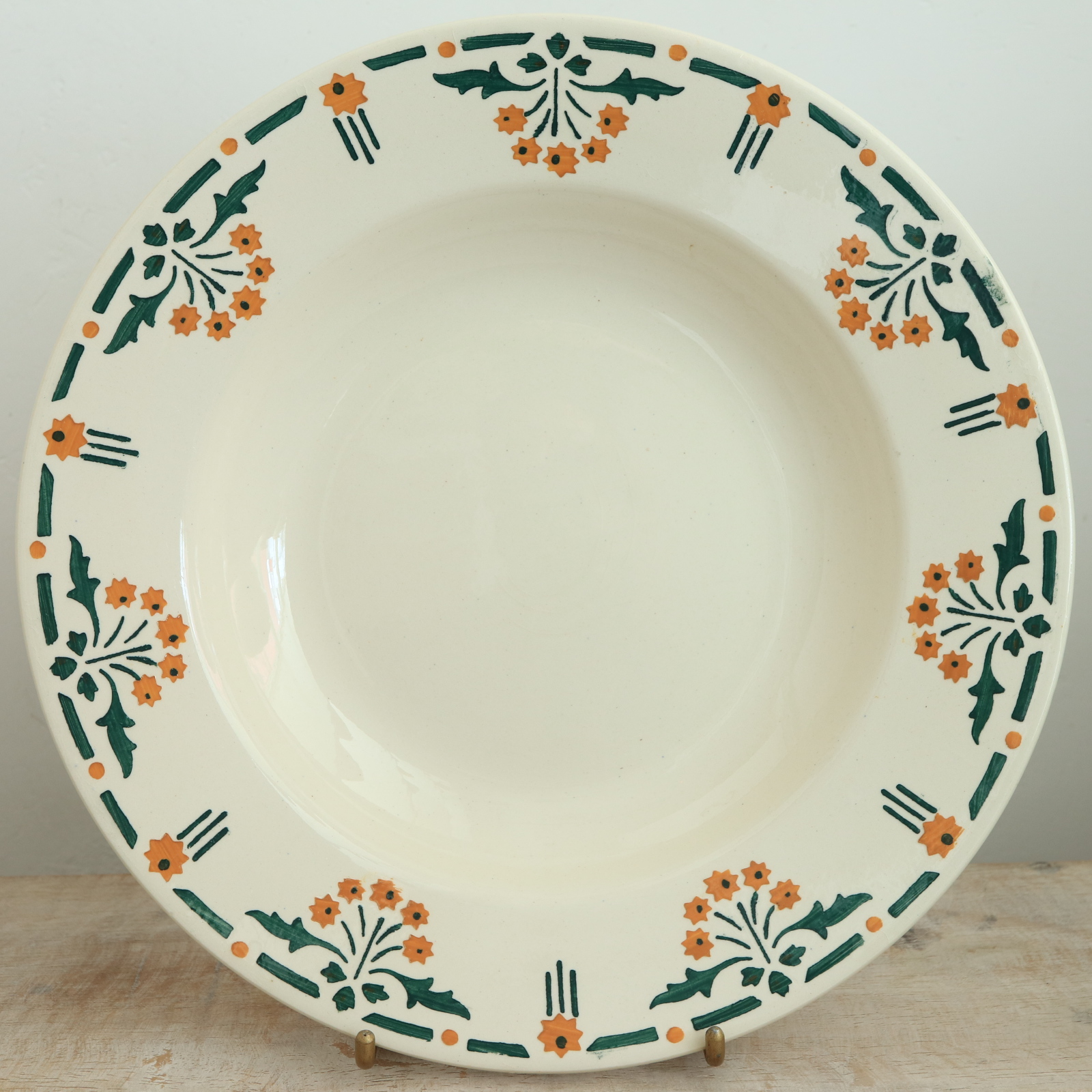 美品 フランスアンティーク プレート ショワジールロワ窯 小鳥と野薔薇 深皿 美品 フランスアンティーク プレート ショワジールロワ窯 小鳥と
