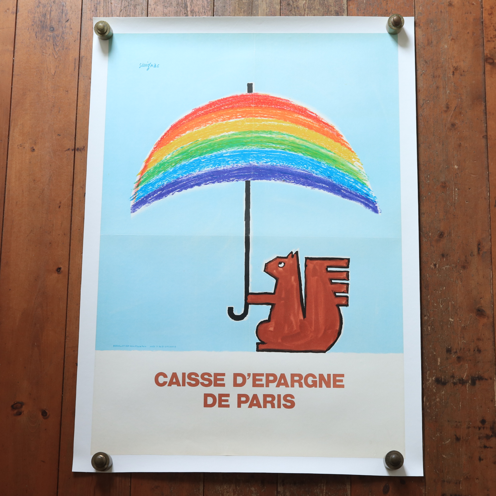 Savinac  額入りポスター サヴィニャック リス CAISSE D'EPARGNE 貯蓄銀行 ヴィンテージ