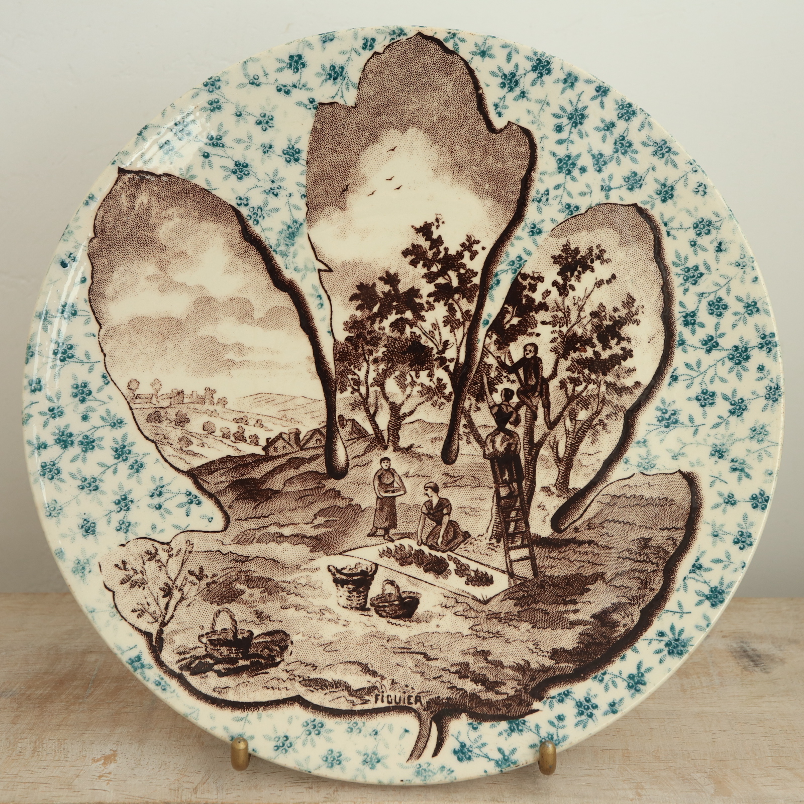 サルグミンヌU&C フランス　アンティーク　プレート　皿　ブロカント ご予約フランスアンティークプレート U＆Cサルグミンヌ