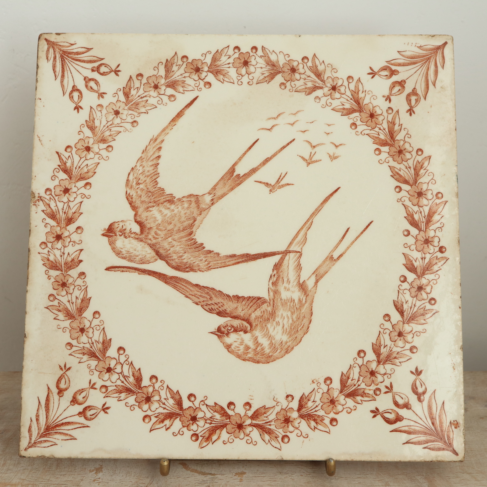 アンティーク タイル ツバメ HIRONDELLES フランス ロンウィー製