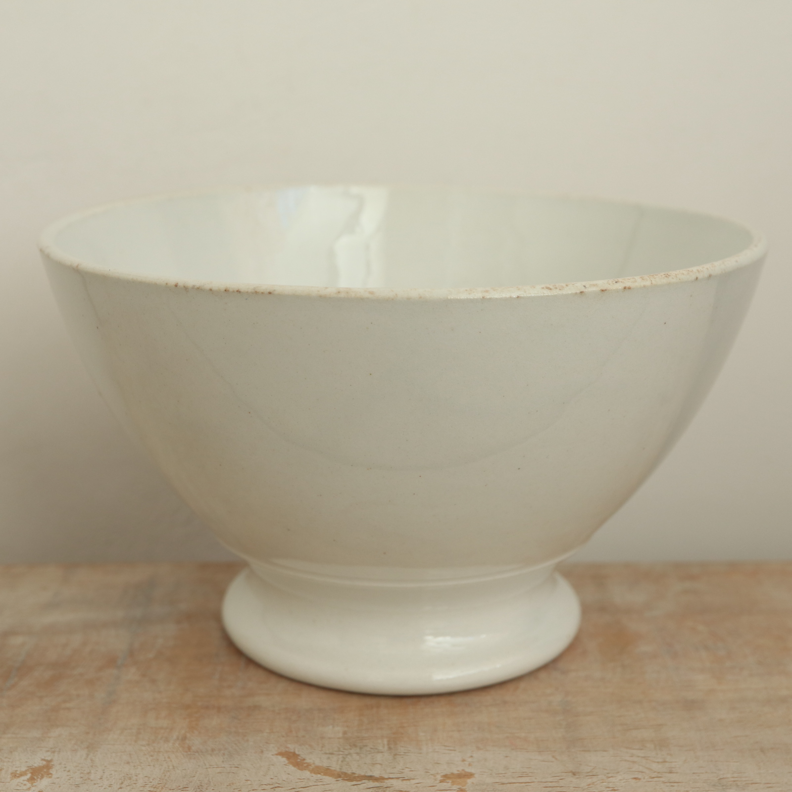 アンティーク カフェオレボウル 白 フランス リュネヴィル製 K&G LUNEVILLE
