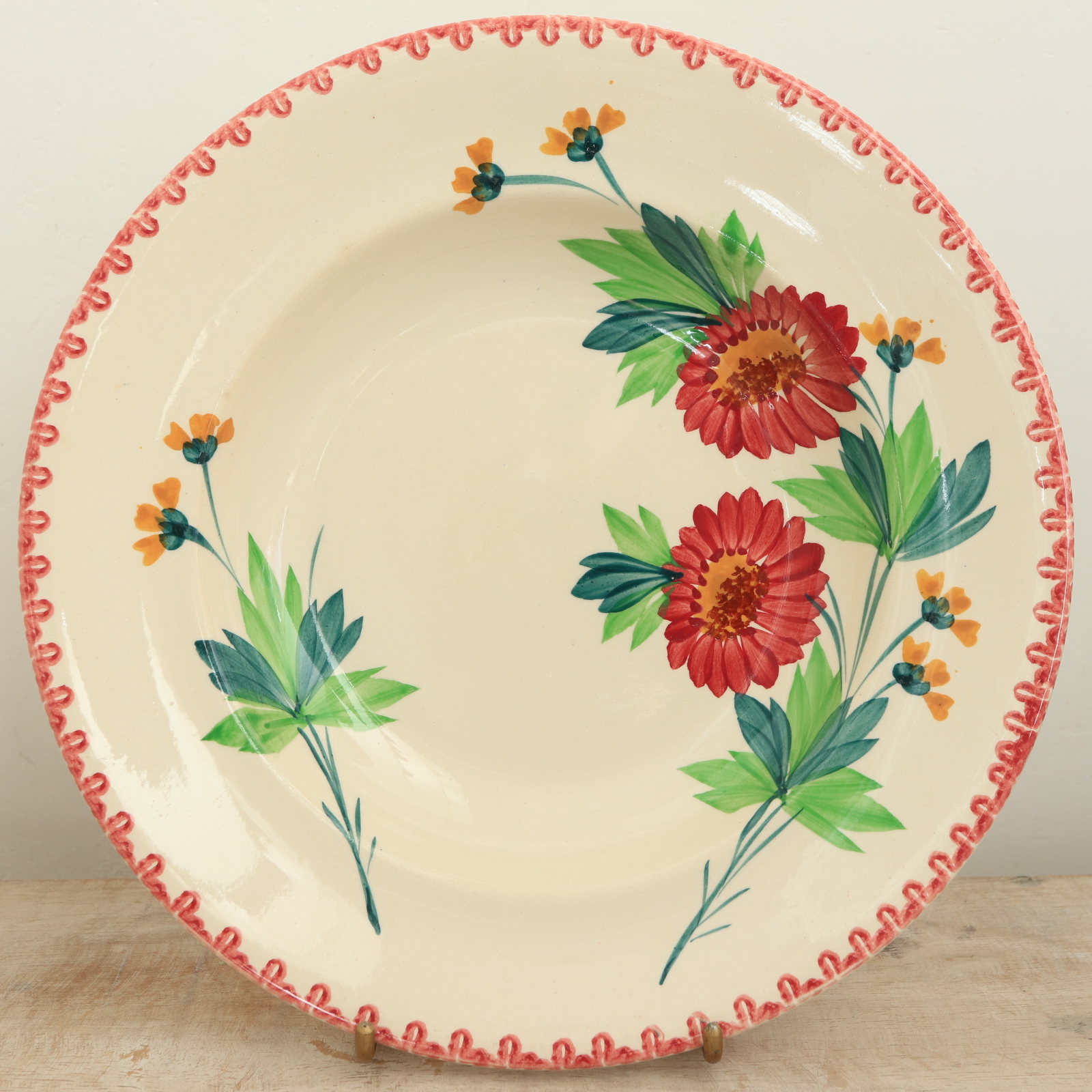 アンティーク プレート ハンドペイント 深皿 フランス ロンウィー製 LONGWY