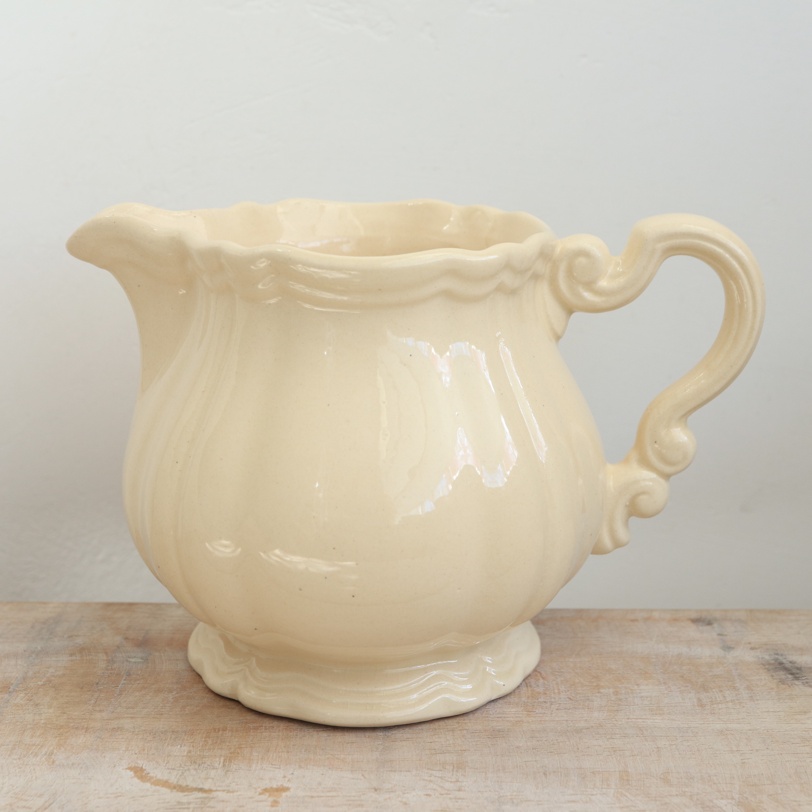 アンティーク クレミエ 花リム ミルクピッチャー Ivoire フランス