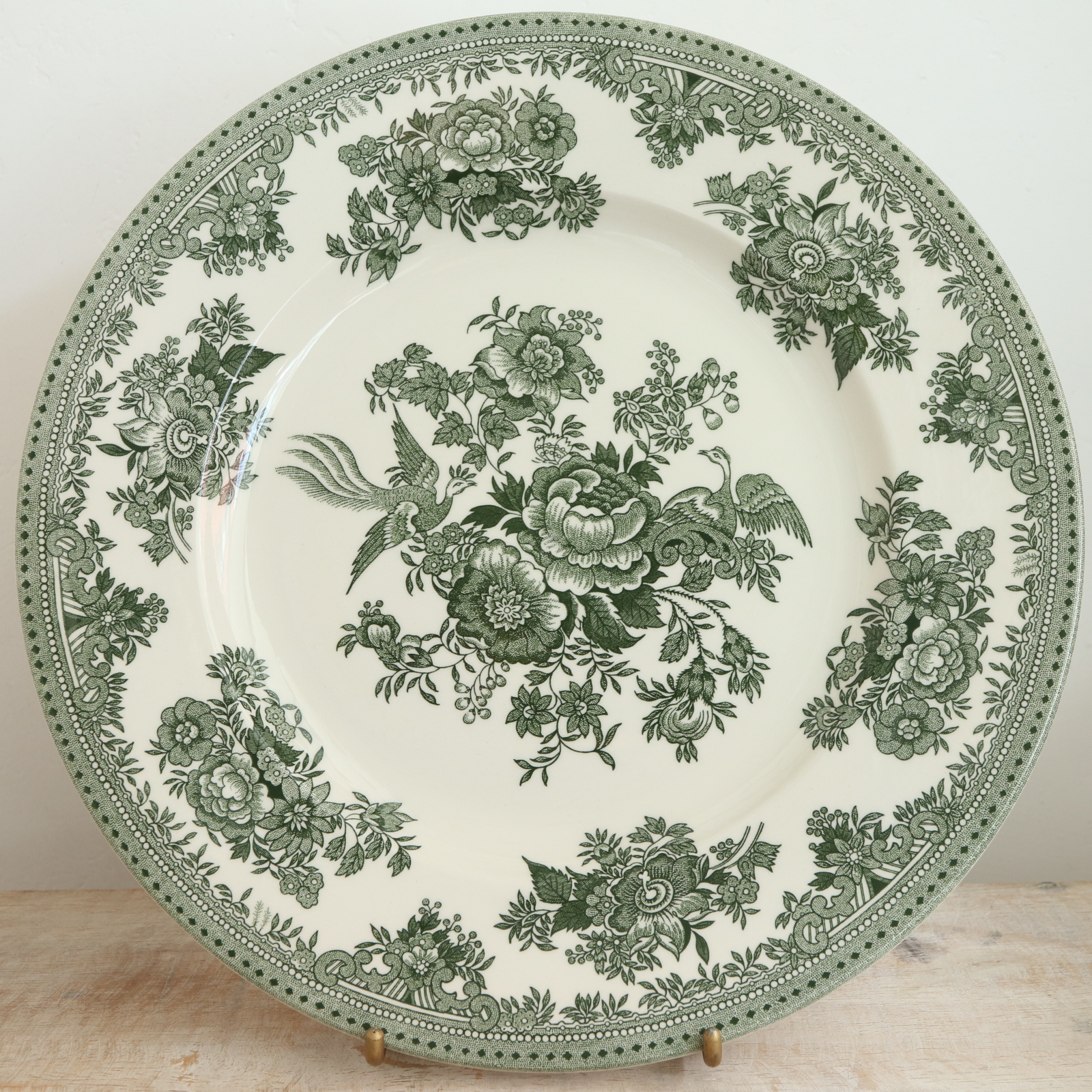 バーレイ グリーン アジアティックフェザンツ プレートL Burleigh Green Asiatic Pheasants Plate 25.5cm