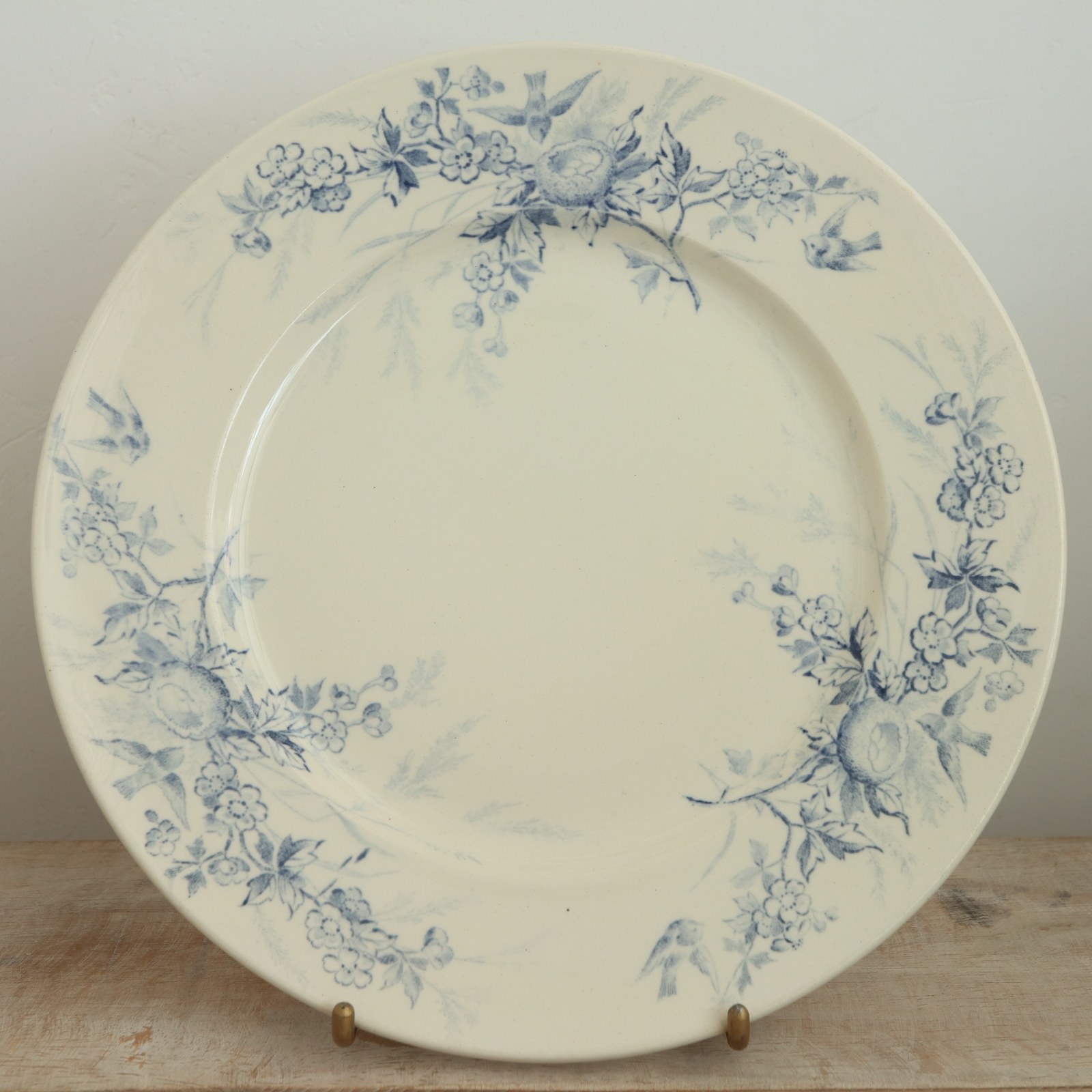 アンティークプレート 小鳥 デザート皿 クレイユモントロー フランス LINOTTE Creil Montereau FRANCE