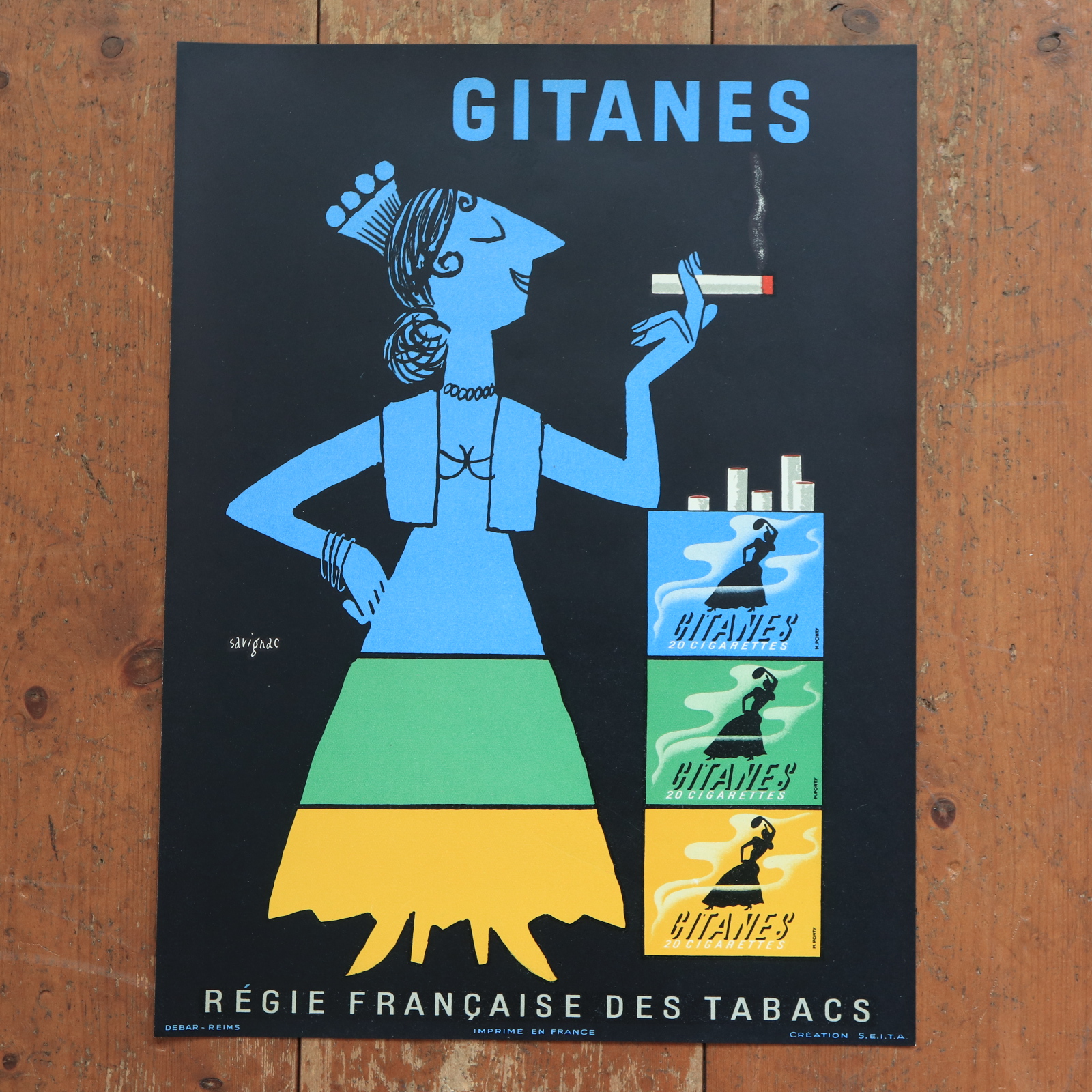 サヴィニャック ジタン ヴィンテージポスター Savignac Cigarettes GITANES