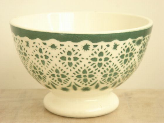 アンティーク カフェオレボウル モロッコ レース グリーンプチ