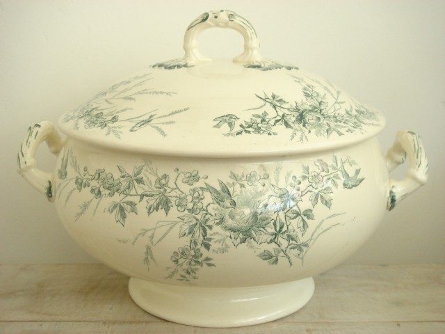 鳥のアンティークスーペリエ Creil et Montereau LINOTTE