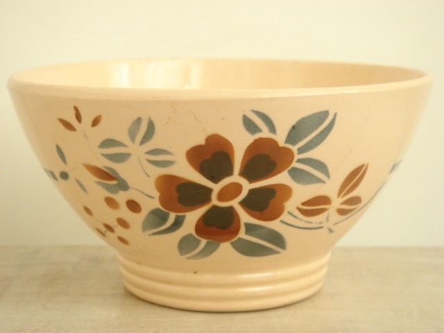 アンティークカフェオレボウル 花 Digoin & Sarreguemines