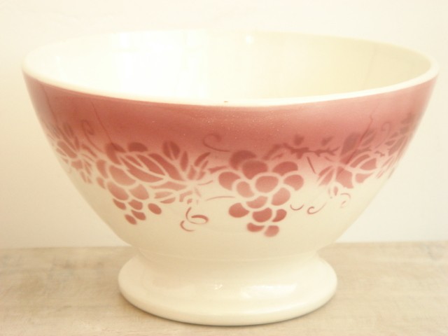 アンティークカフェオレボウル 葡萄 KG Luneville製