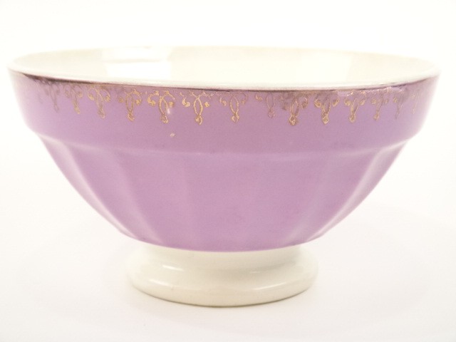 アンティーク カフェオレボウル パープル レース Digoin & Sarreguemines製