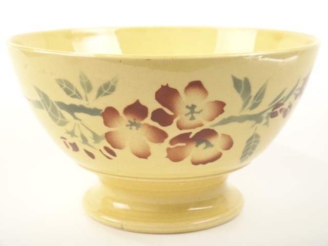 アンティークカフェオレボウル 花のステンシル St.Amand製