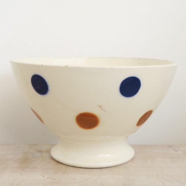 アンティーク カフェオレボウル 水玉 Badonviller製