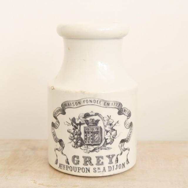 アンティーク マスタードポット DIJON GREY POUPON Creil Montereau製