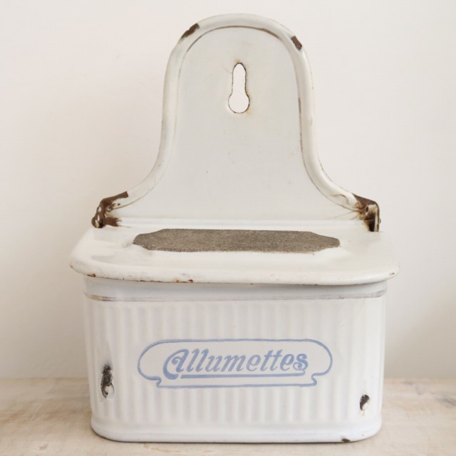 BF社 アンティーク ホウロウ アリュメット缶 マッチ入れ ALLUMETTES