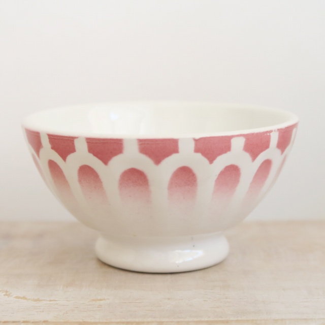 アンティーク プチ カフェオレボウル ワインレッド ウロコ Moulin des Loups製