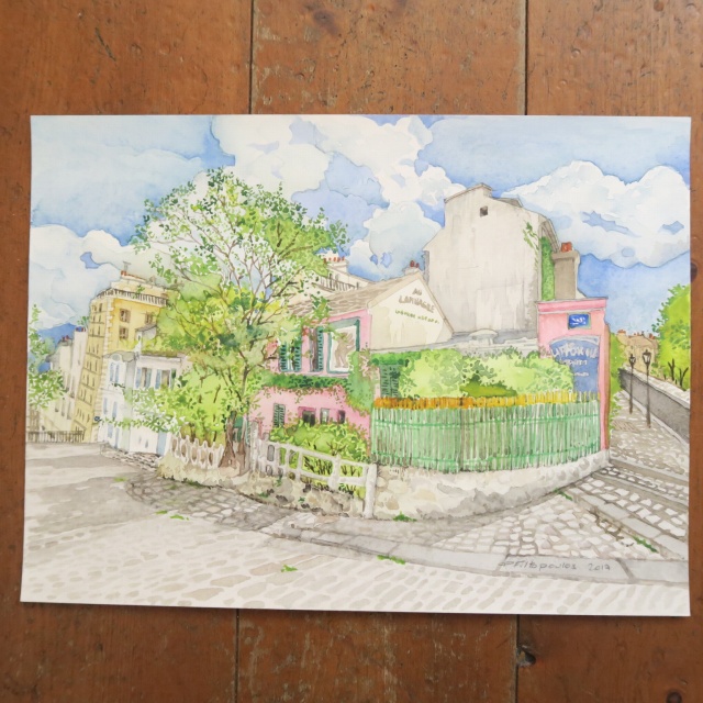 水彩画 モンマルトル ラパン・アジル by Pascale